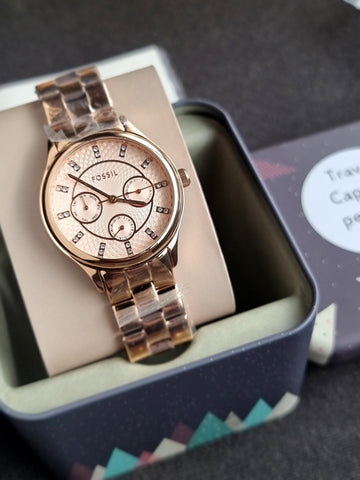 Fossil Bq1561 Womens Watch Rose Gold Casing Rose Gold Dial Quartz Watch